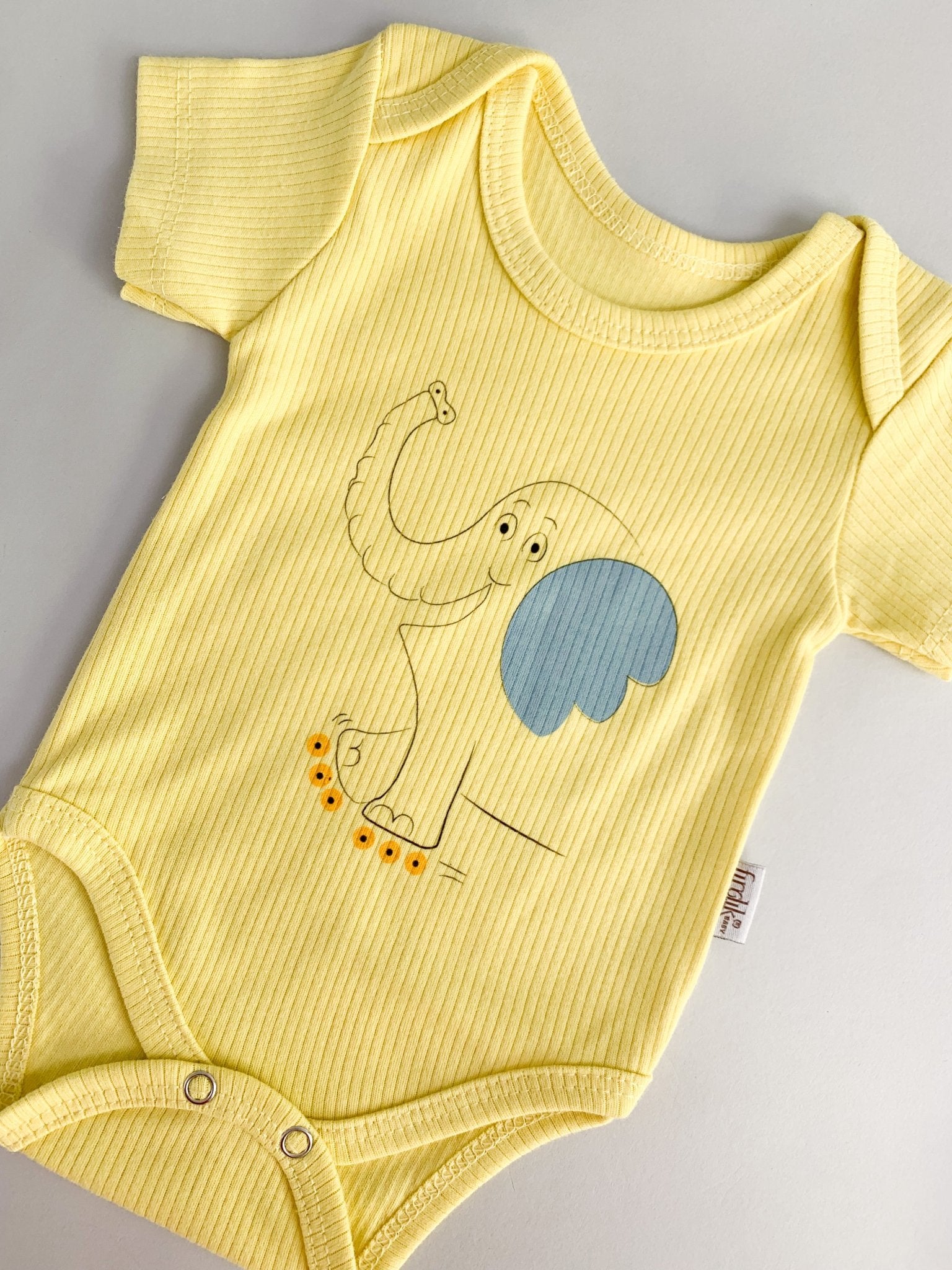Body bebelus - galben cu elefantel - Botez bebelusi