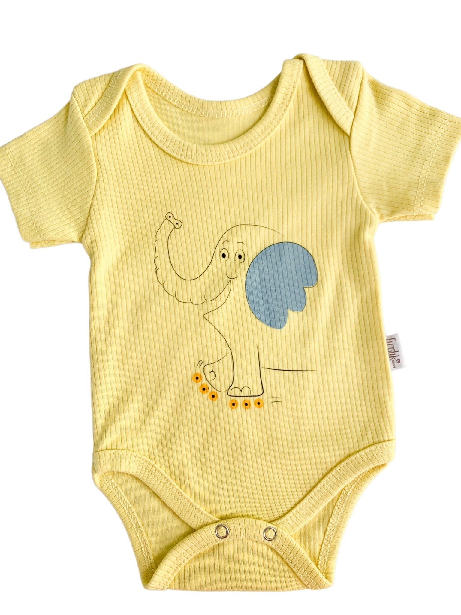 Body bebelus - galben cu elefantel - Botez bebelusi
