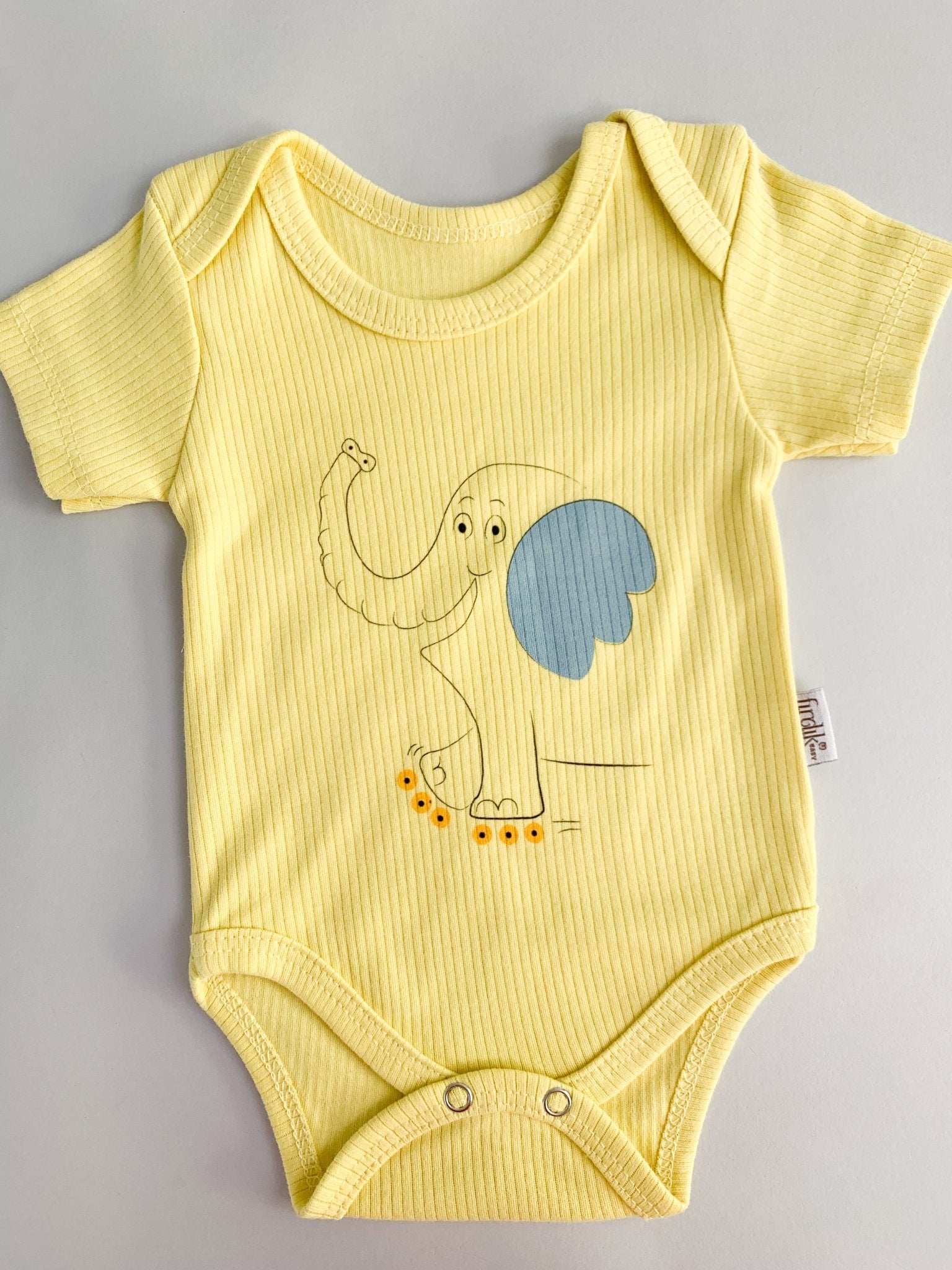 Body bebelus - galben cu elefantel - Botez bebelusi