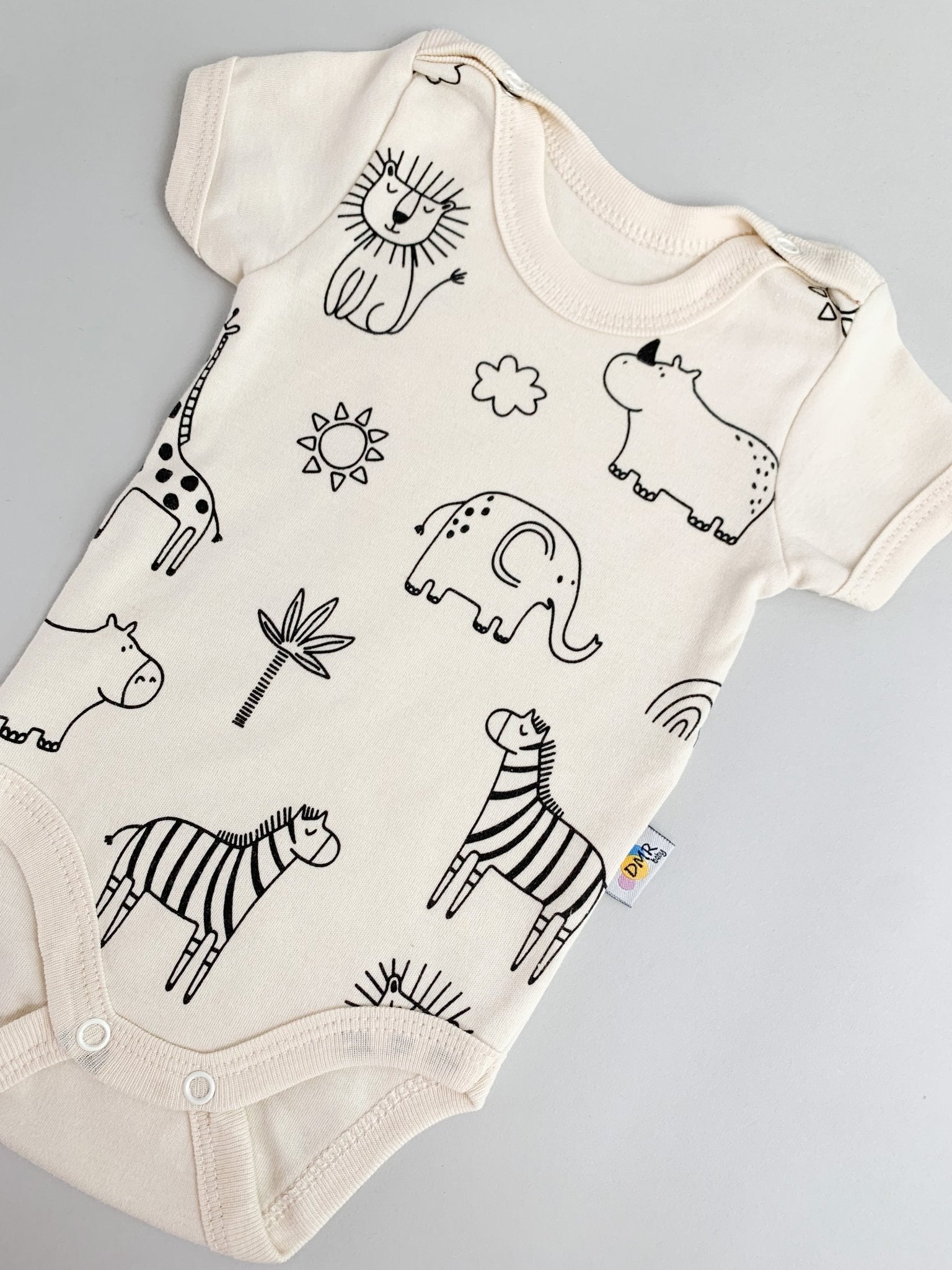 Body bebelus - ivoire cu animalute - Botez bebelusi