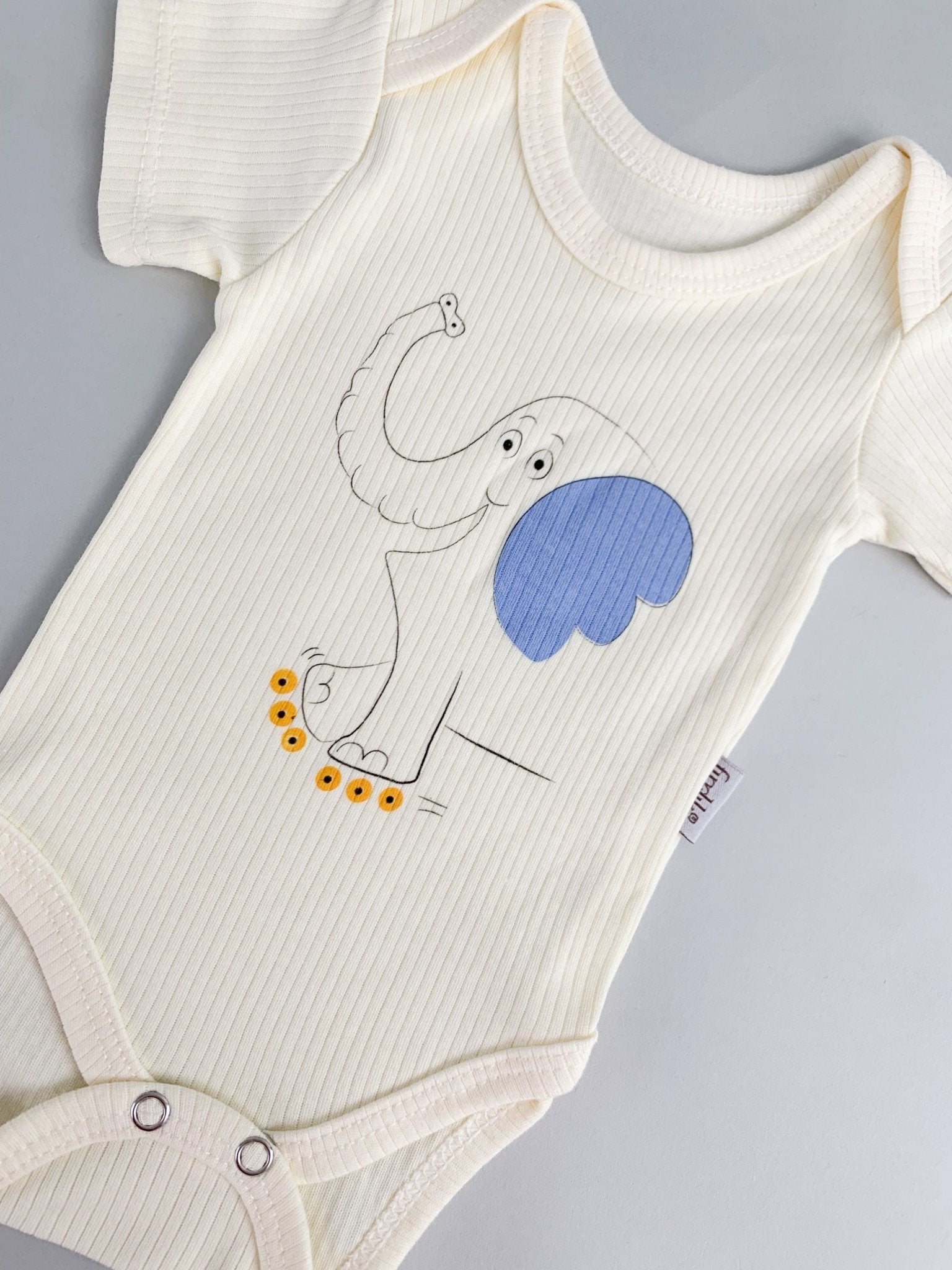 Body bebelus - ivoire cu elefantel - Botez bebelusi