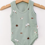 Body bebelus - verde cu animalute - Botez bebelusi