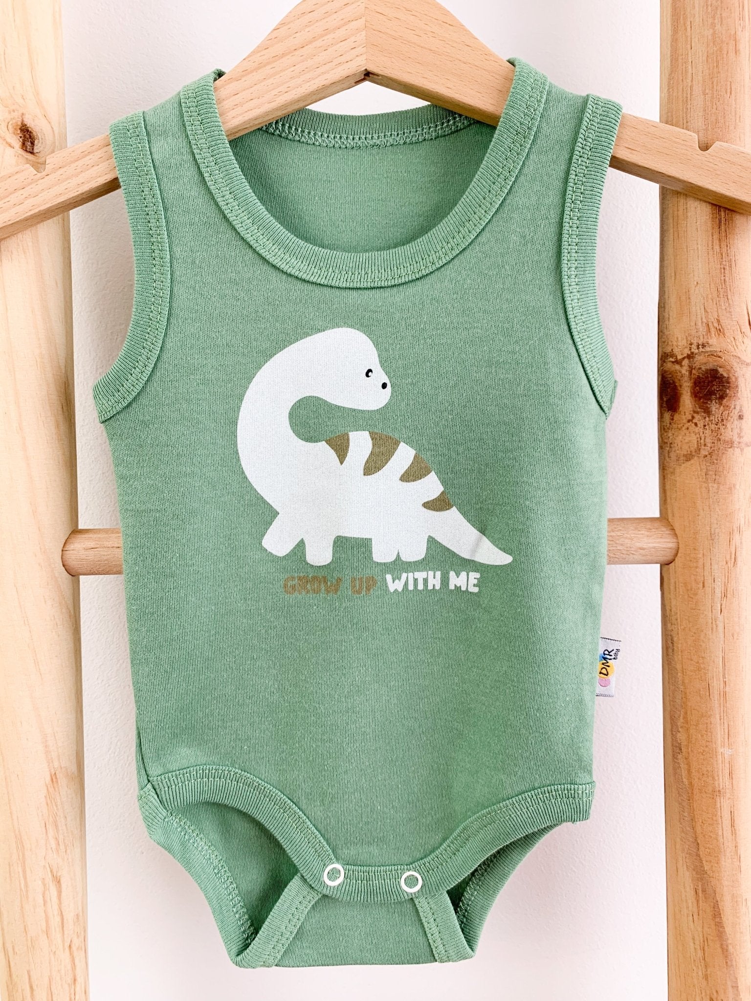 Body bebelus - verde cu dinozaur - Botez bebelusi