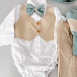 Costum botez baiat din In cu incaltaminte - Botez bebelusi