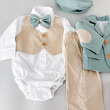 Costum botez baiat din In cu incaltaminte - Botez bebelusi