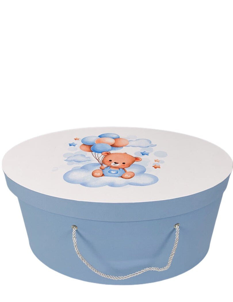 Cufar botez albastru cu ursulet - Botez bebelusi