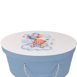 Cufar botez albastru cu ursulet - Botez bebelusi