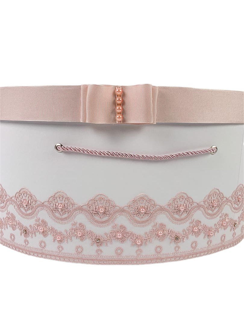 Cufar botez cu dantela roz - Botez bebelusi