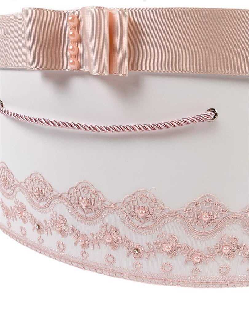 Cufar botez cu dantela roz - Botez bebelusi