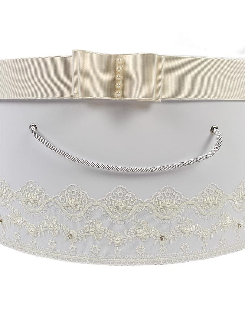 Cufar crem fetita cu perle si strasuri - Botez bebelusi