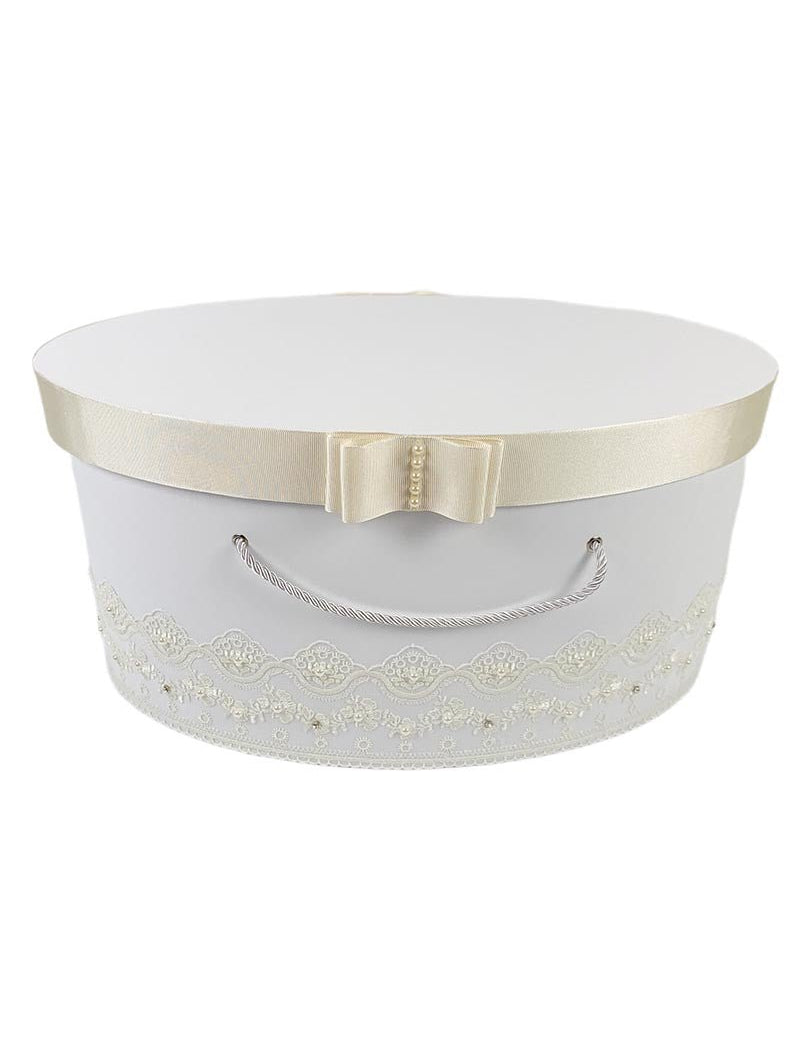 Cufar crem fetita cu perle si strasuri - Botez bebelusi