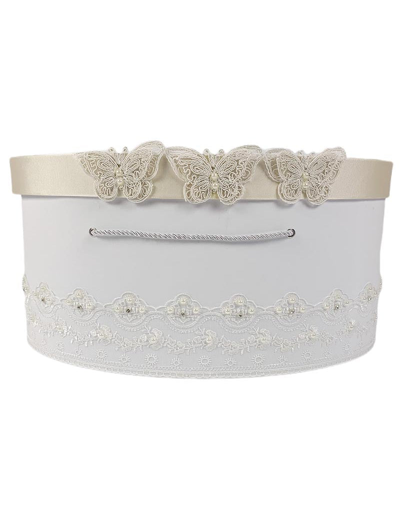 Cufar pentru botez cu fluturi crem - Botez bebelusi