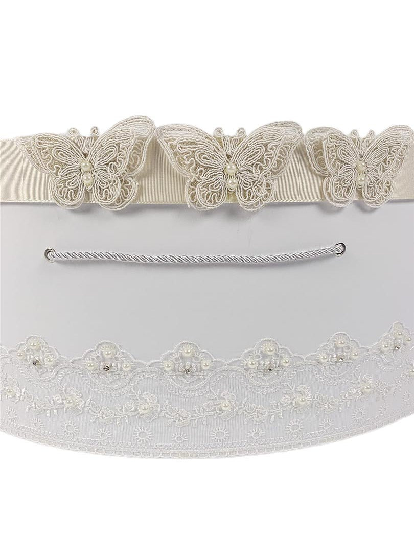 Cufar pentru botez cu fluturi crem - Botez bebelusi