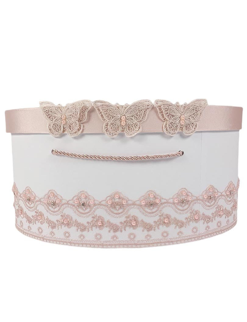 Cufar pentru trusou cu fluturi roz - Botez bebelusi