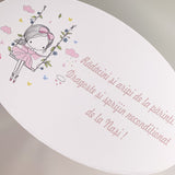 Cufar roz pal cu fetita in leagan - Botez bebelusi