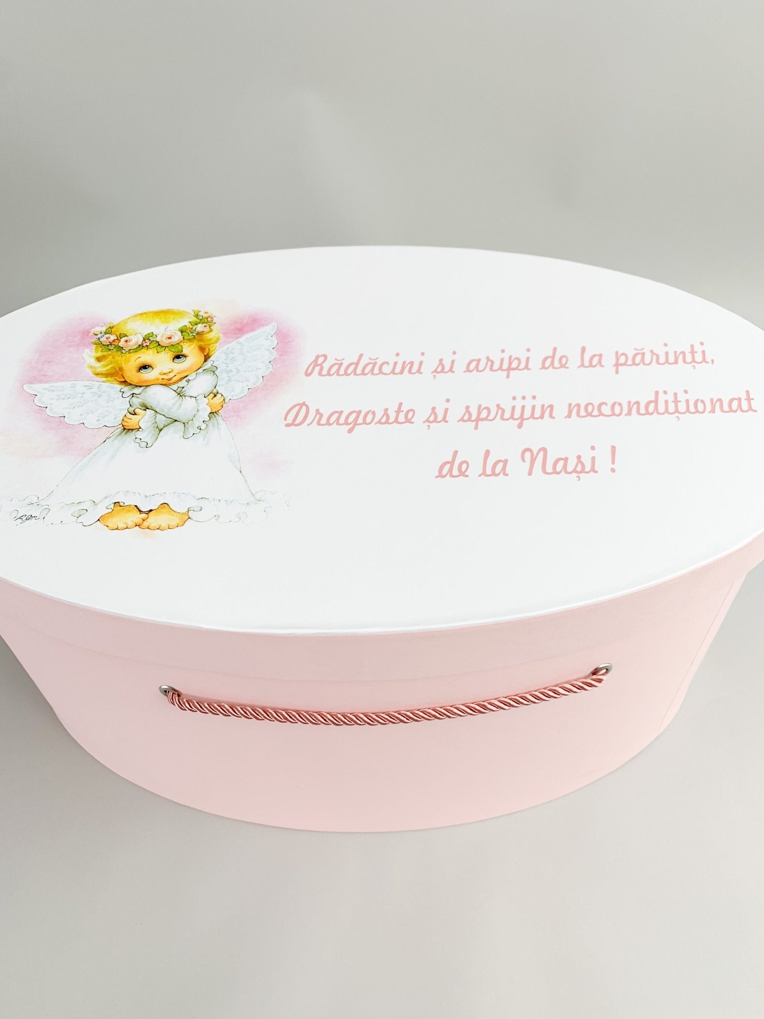 Cufar roz pal cu ingeras - Botez bebelusi