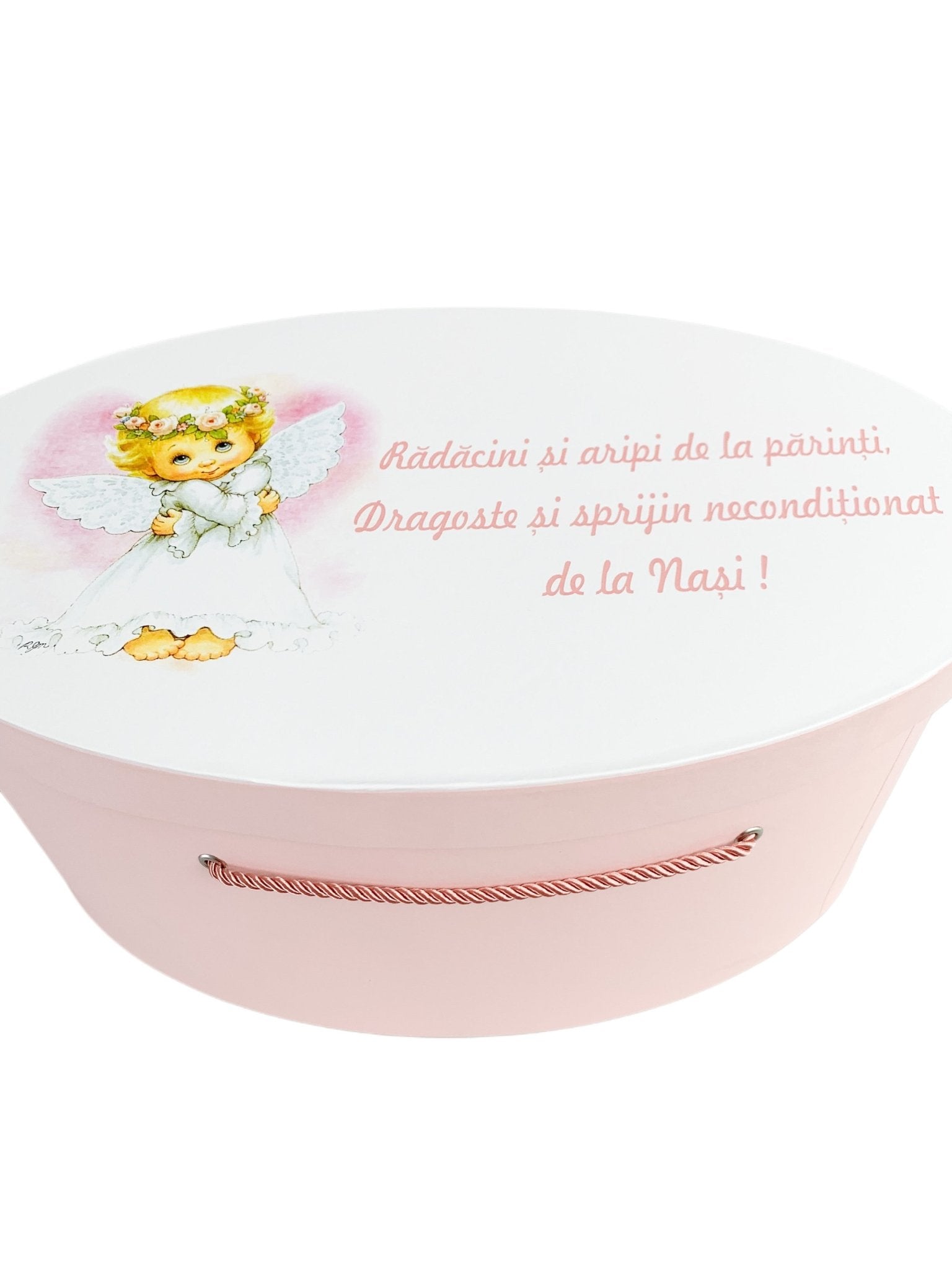 Cufar roz pal cu ingeras - Botez bebelusi