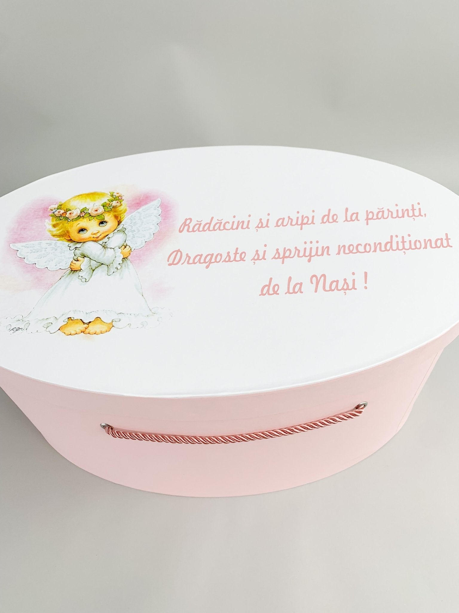 Cufar roz pal cu ingeras - Botez bebelusi