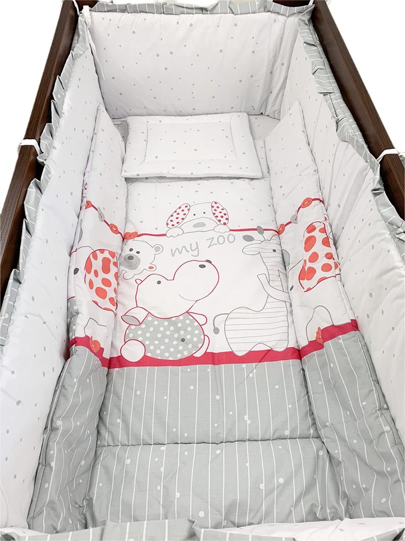 Lenjerie patut bebe girafa rosie - Botez bebelusi