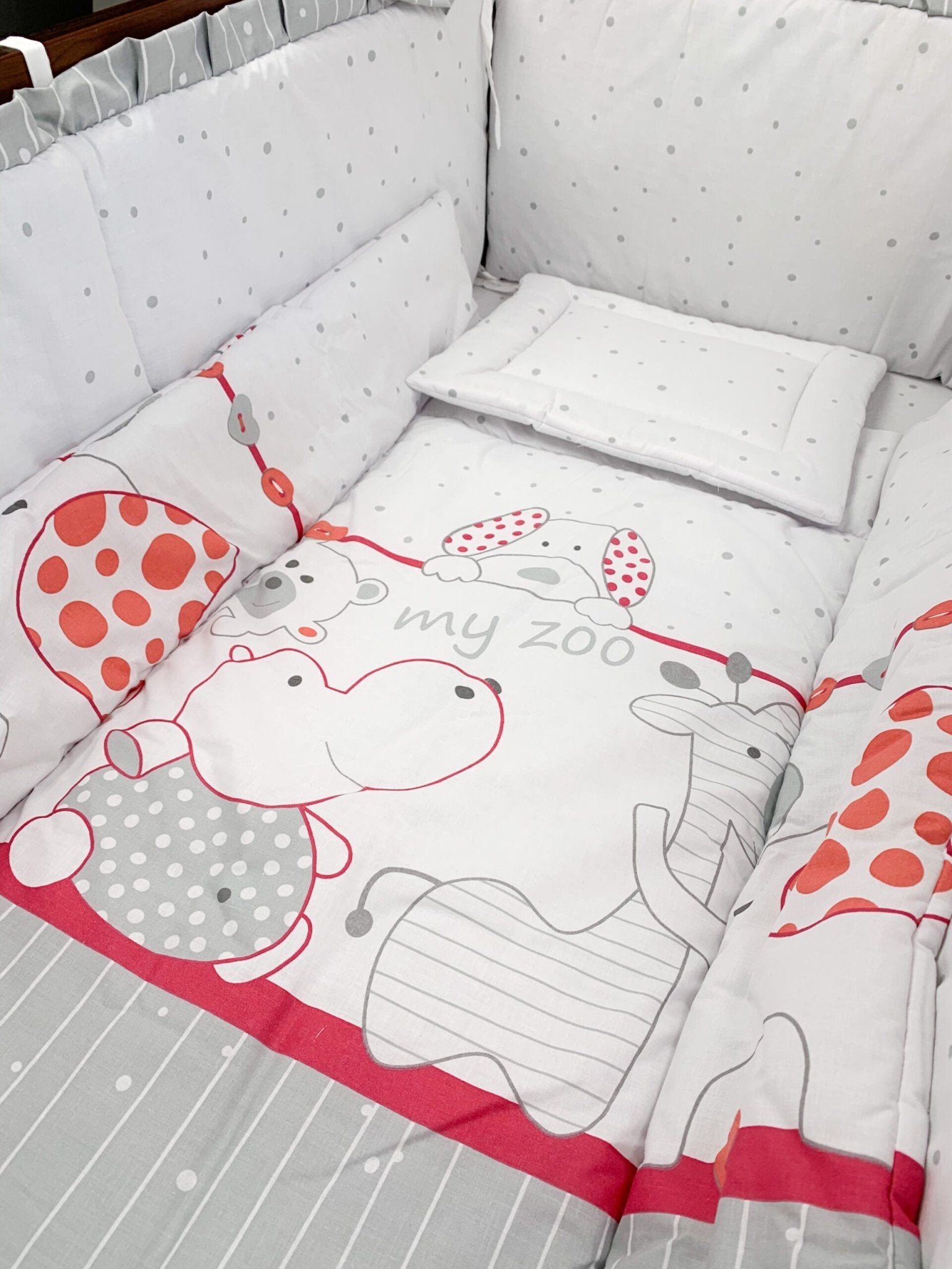 Lenjerie patut bebe girafa rosie - Botez bebelusi