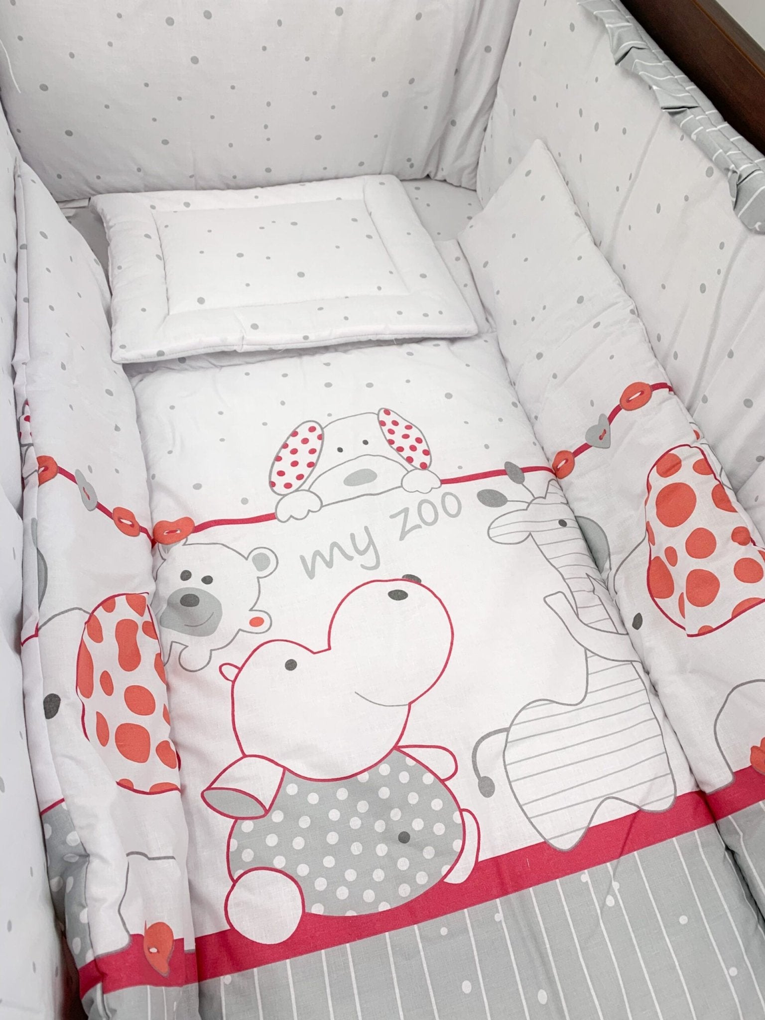 Lenjerie patut bebe girafa rosie - Botez bebelusi
