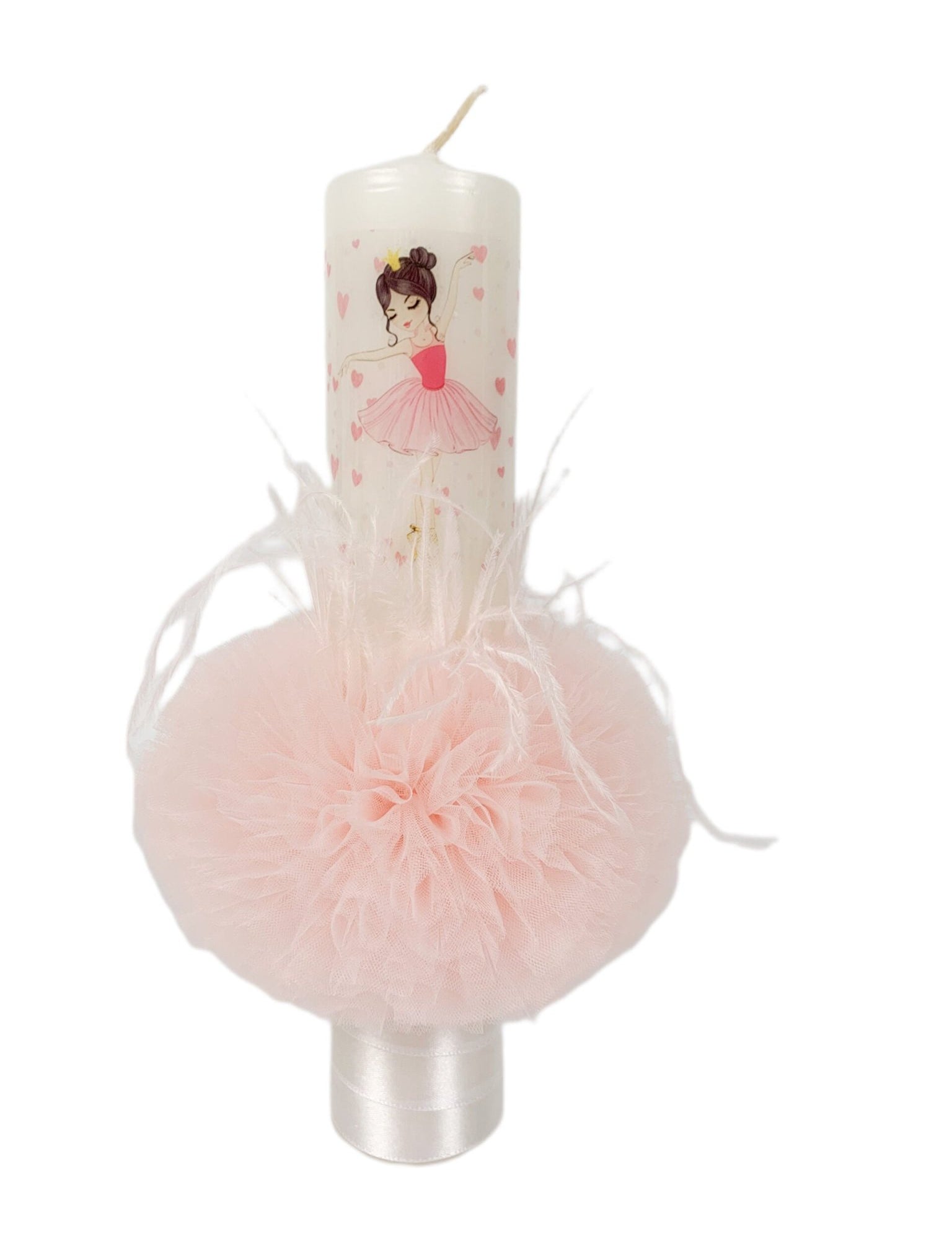 Lumanare botez fetita cu balerina roz - Botez bebelusi