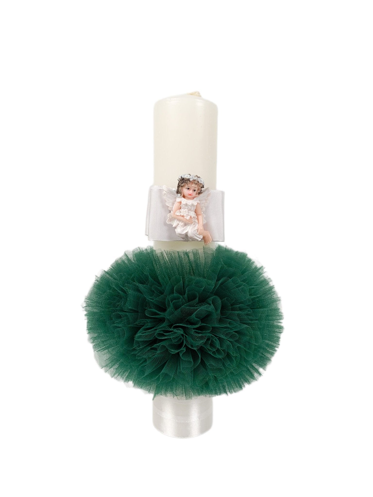 Lumanare botez fetita verde cu ingeras, - Botez bebelusi