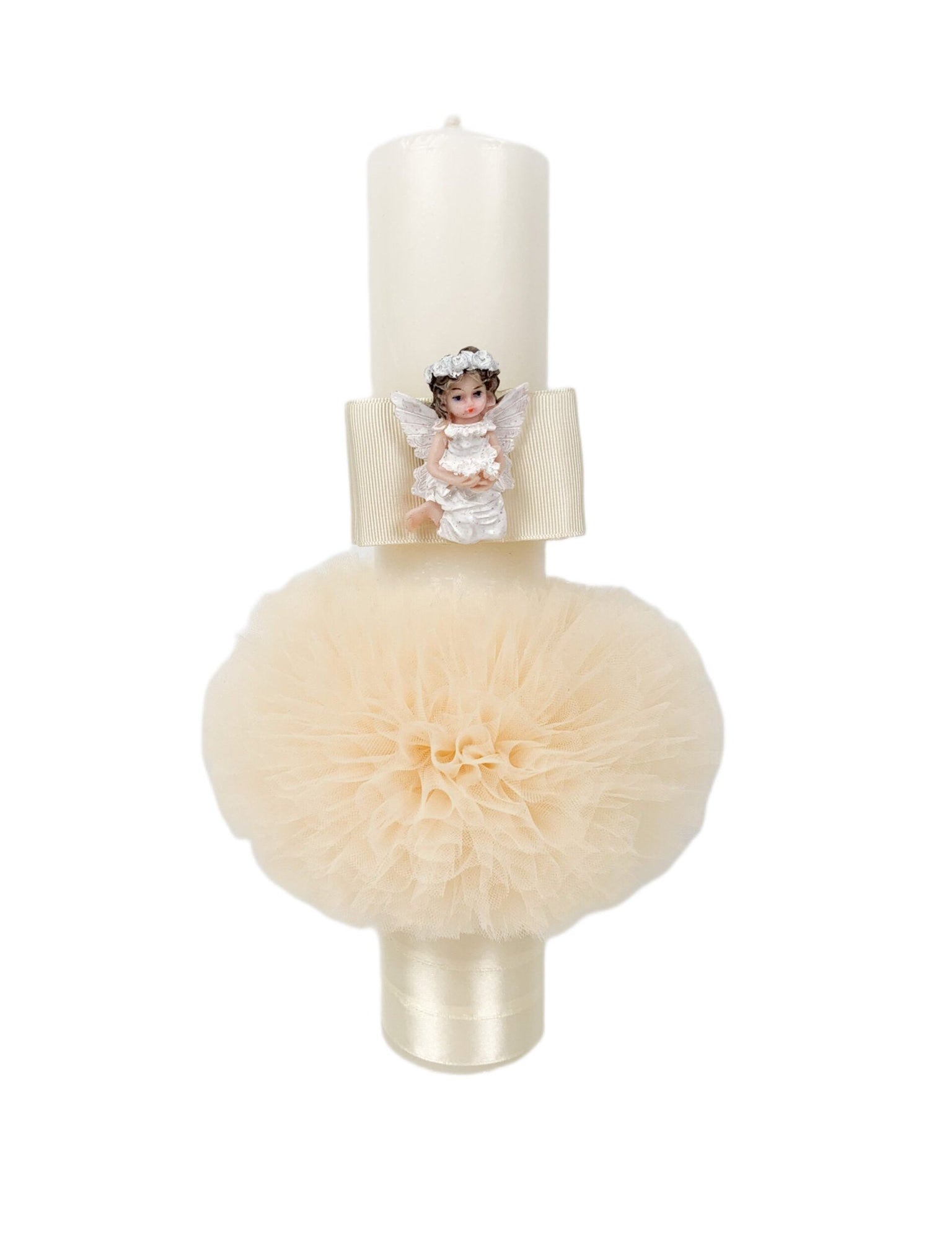Lumanare pentru botez fetita cu crem ingeras - Botez bebelusi