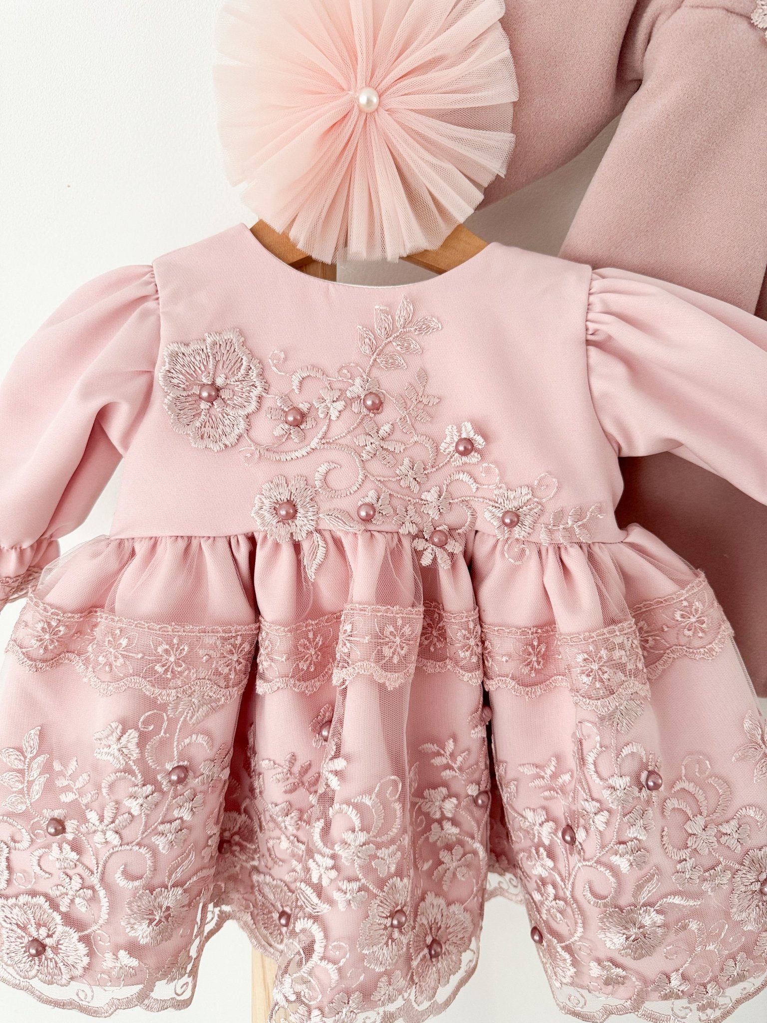Rochie botez fetita roz Meghan - Botez bebelusi