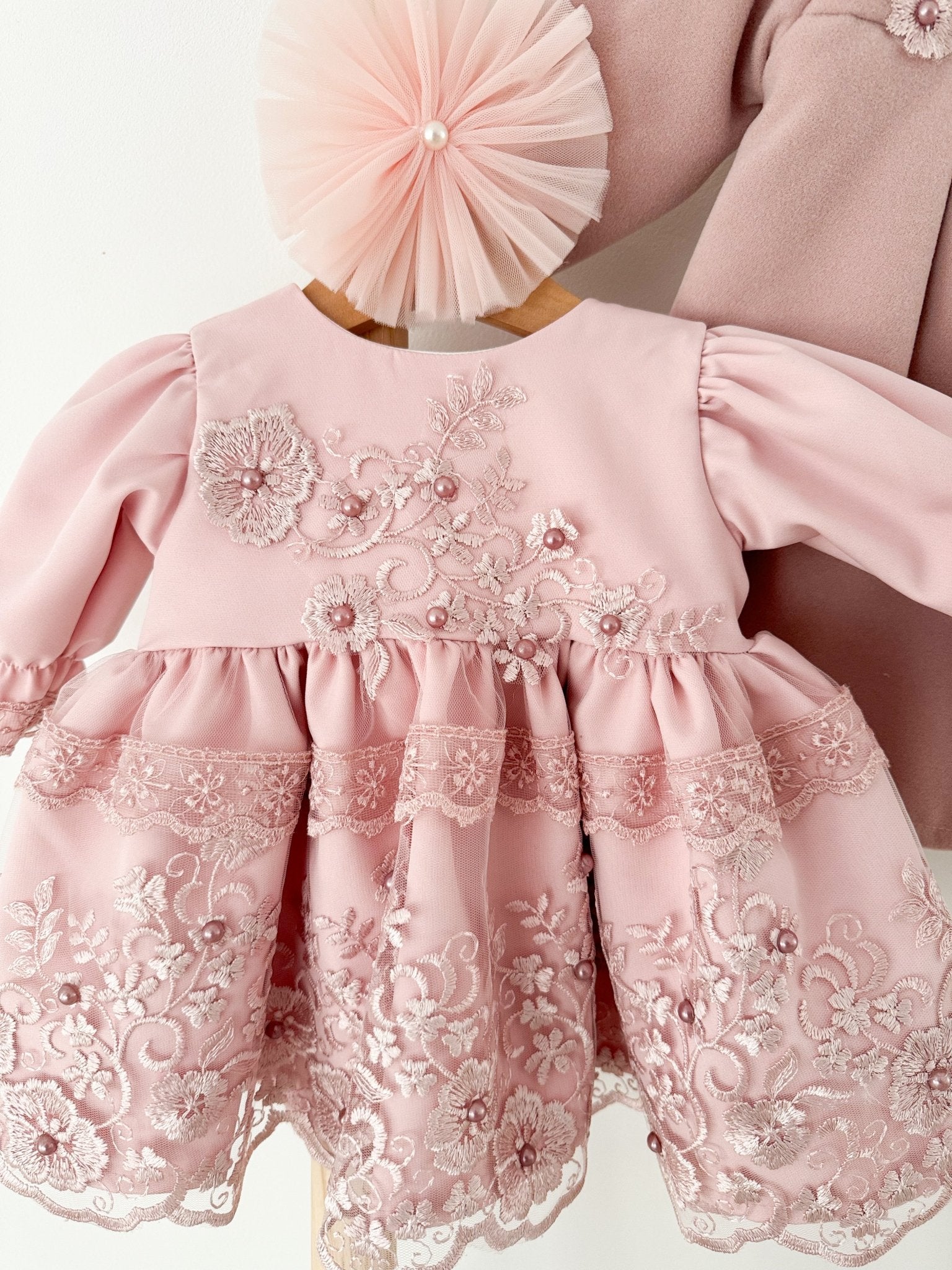 Rochie botez fetita roz Meghan - Botez bebelusi
