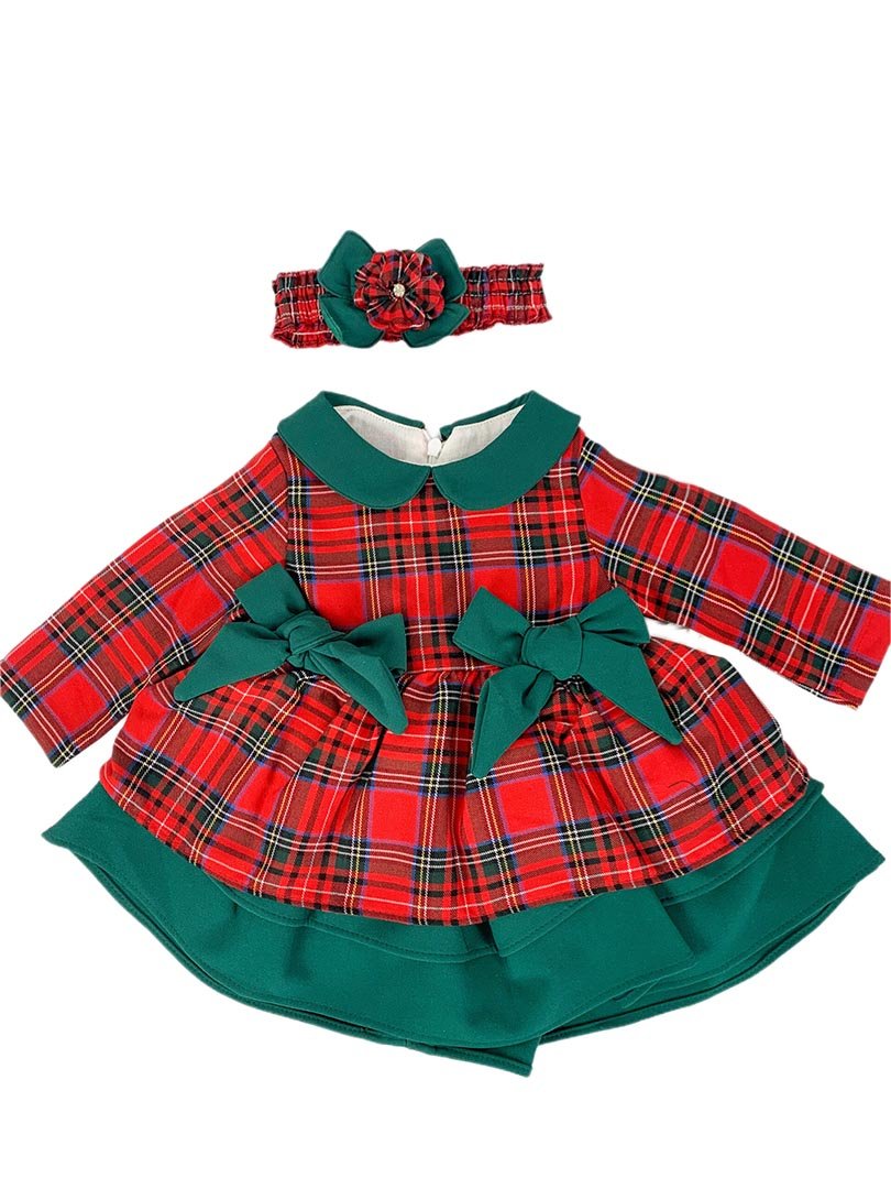 Rochie cu fundița verde in talie - Botez bebelusi