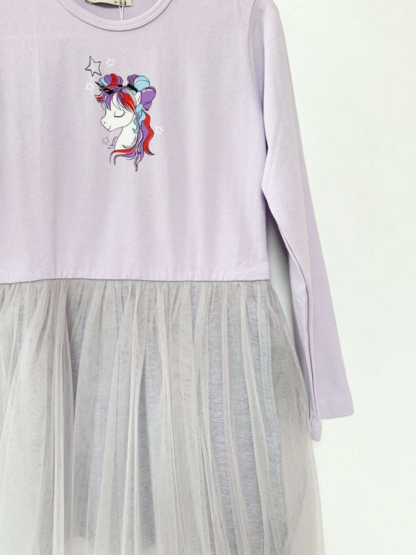 Rochie fetita lila cu unicorn - Botez bebelusi