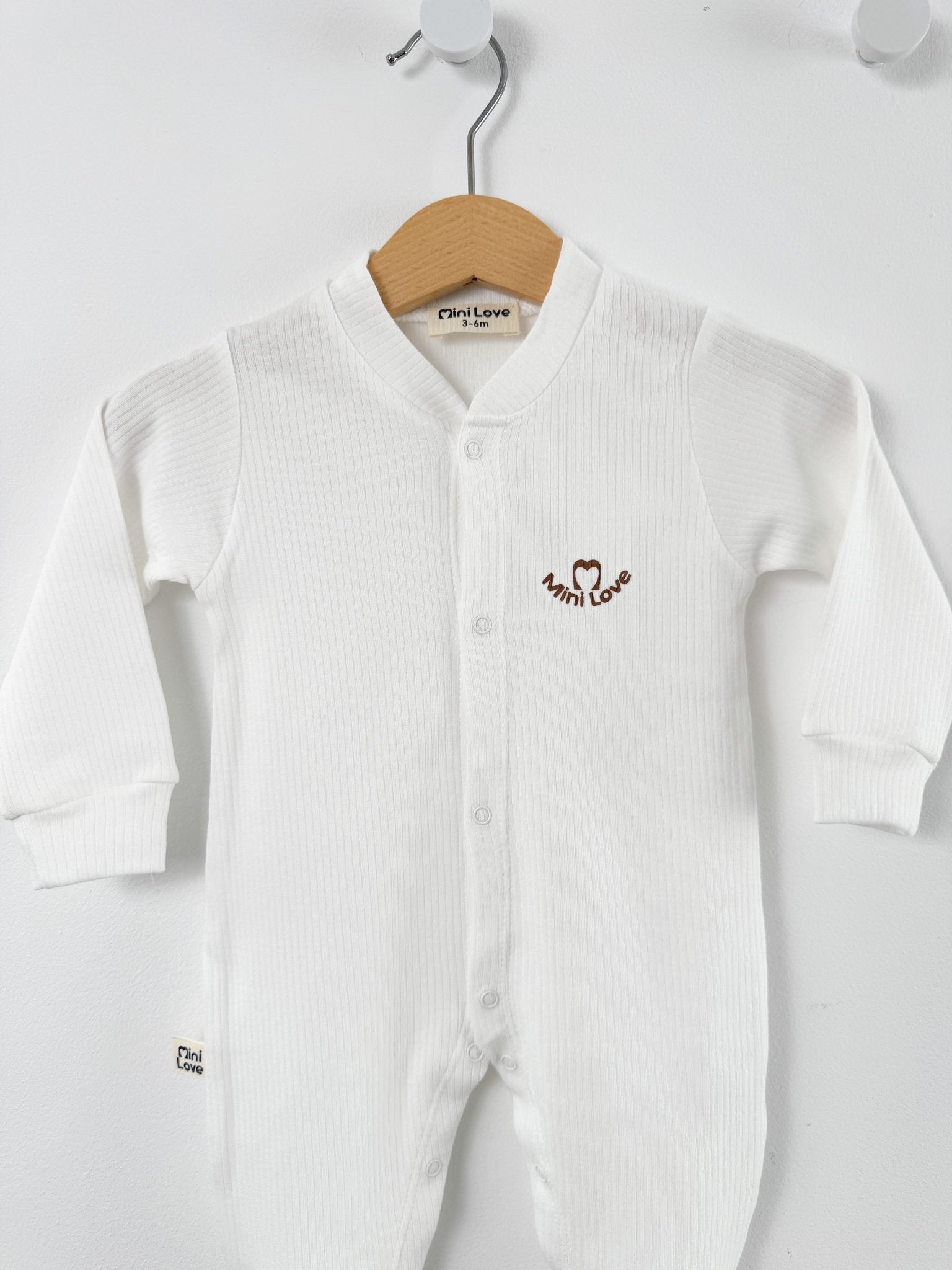 Salopeta baiat alb logo mini love - Botez bebelusi