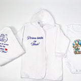 Set baie baiat albastru personalizat ursulet cu baloane - Botez bebelusi