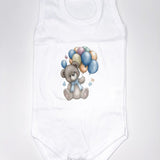 Set baie baiat albastru personalizat ursulet cu baloane - Botez bebelusi