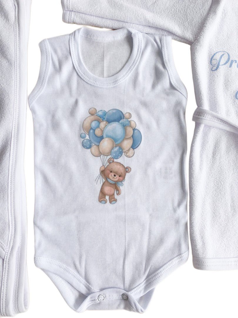 Set baie baiat personalizat cu ursulet - Botez bebelusi