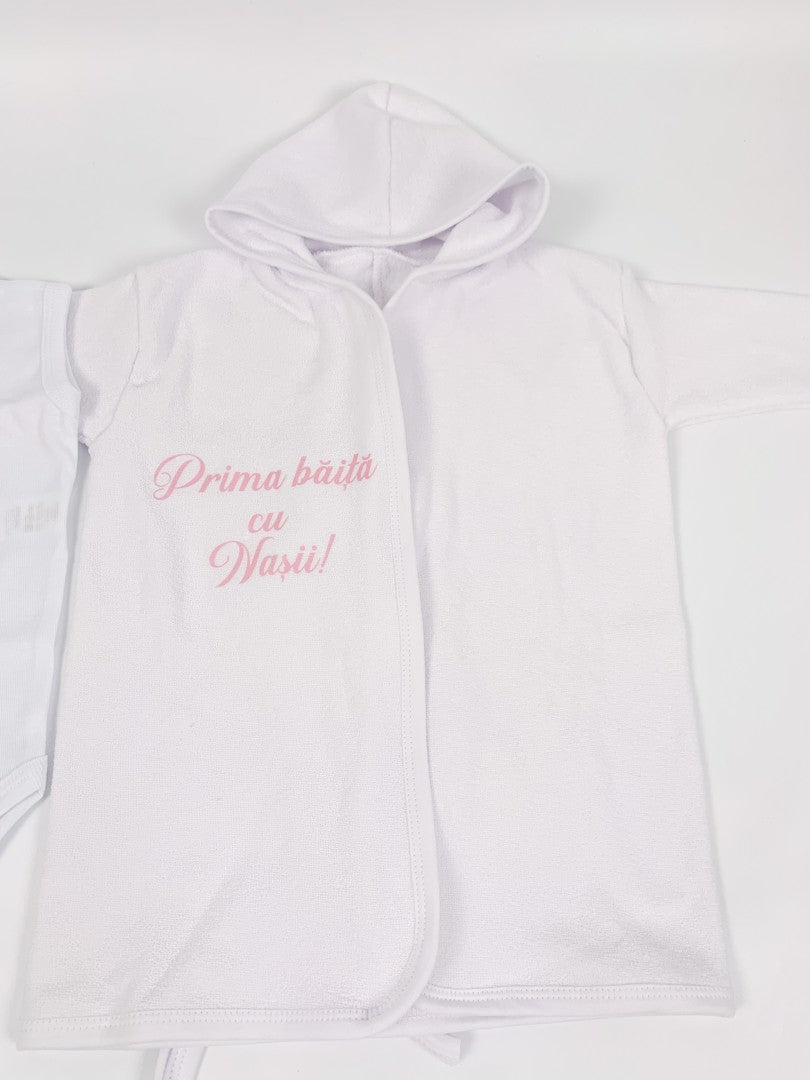 Set baie fetita personalizat cu ursulet - Botez bebelusi