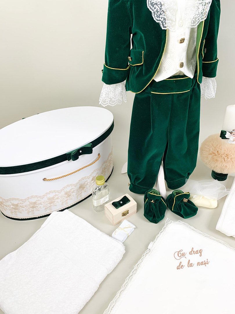 Set botez baiat print verde - Botez bebelusi