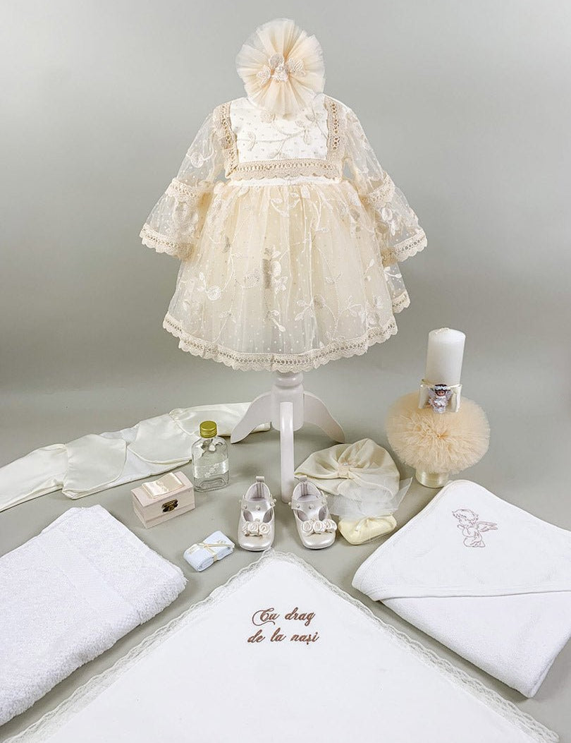 Set botez fetita cu dantela Lara - Botez bebelusi