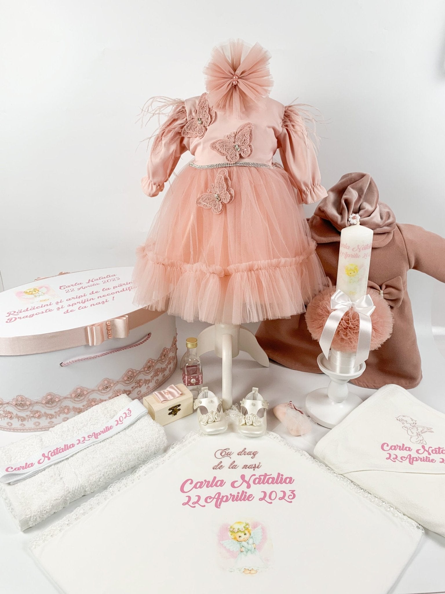 Set complet botez fetita 3 fluturi - Botez bebelusi