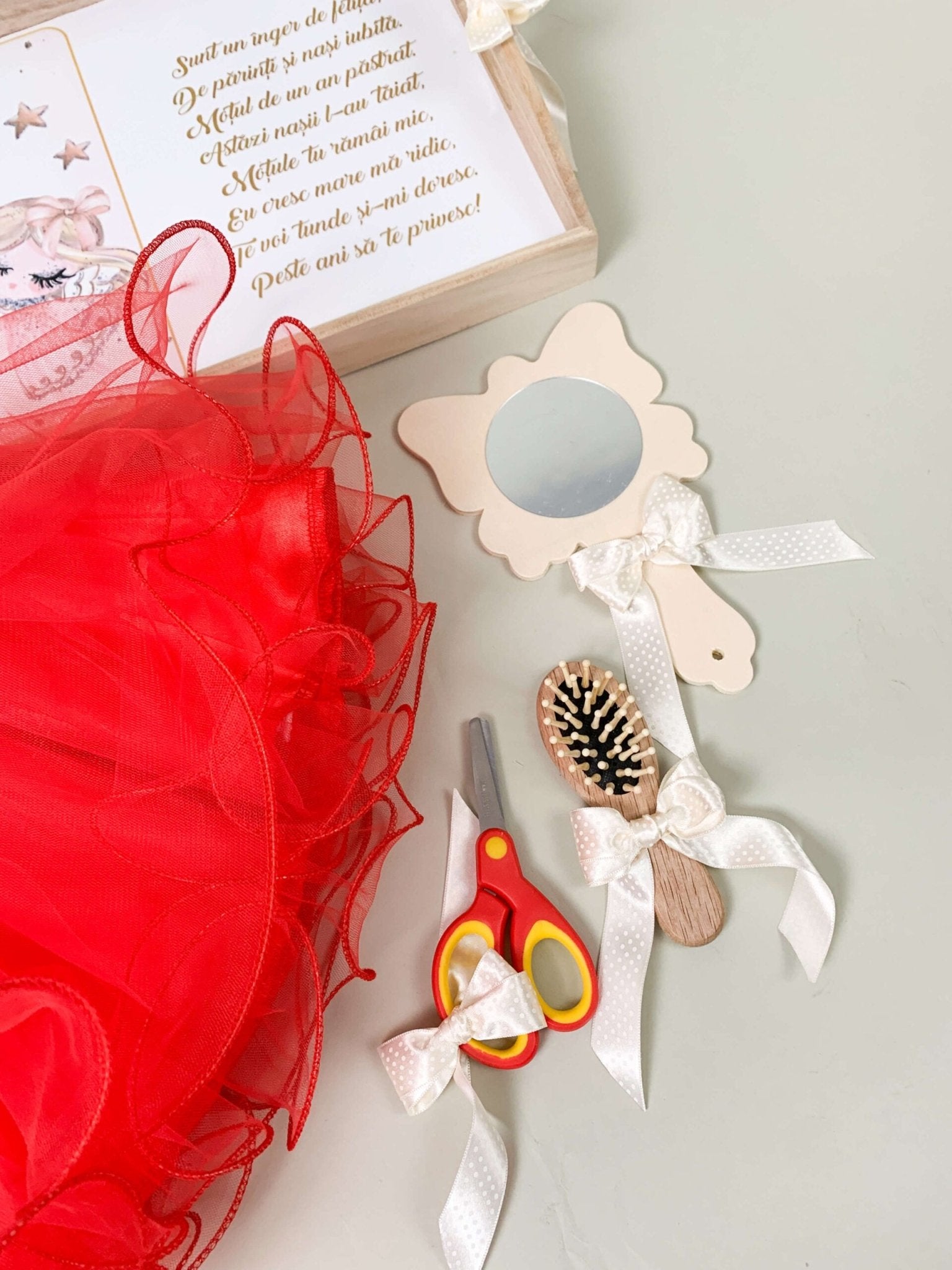 Set rosu personalizat aniversare 1 an - Ingeras - Botez bebelusi