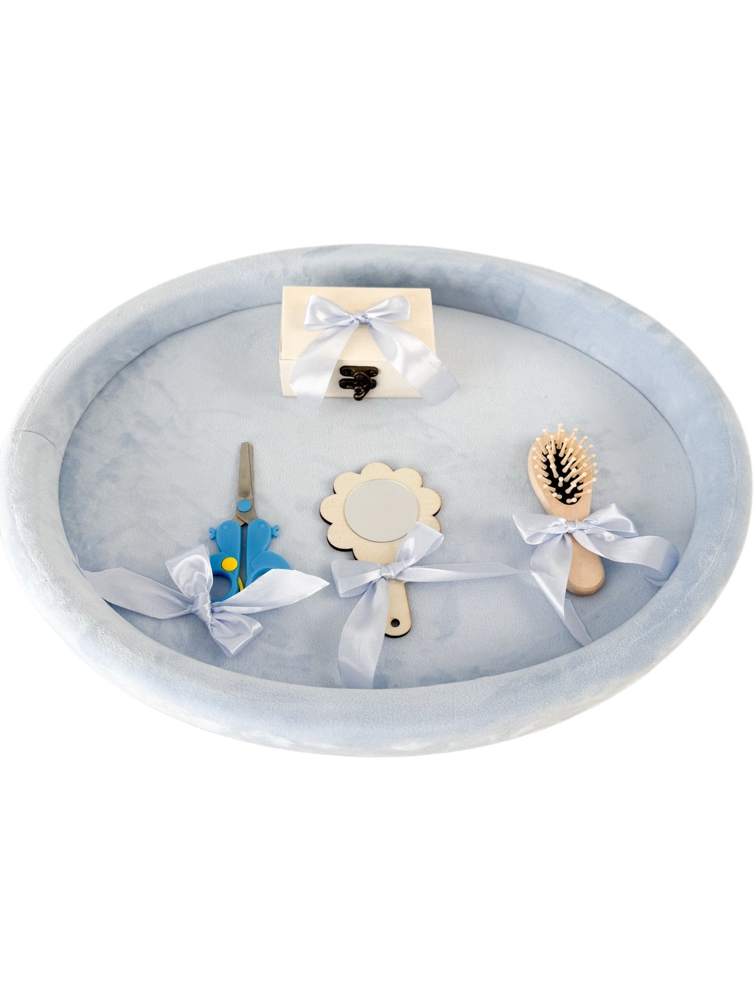 Set tavita bleu taiere mot 1 an - 6 piese - Botez bebelusi