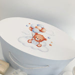 Trusou botez complet albastru cu ursulet cu baloane - Botez bebelusi