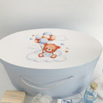 Trusou botez complet albastru cu ursulet cu baloane - Botez bebelusi