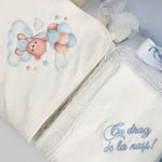 Trusou botez complet albastru cu ursulet cu baloane - Botez bebelusi