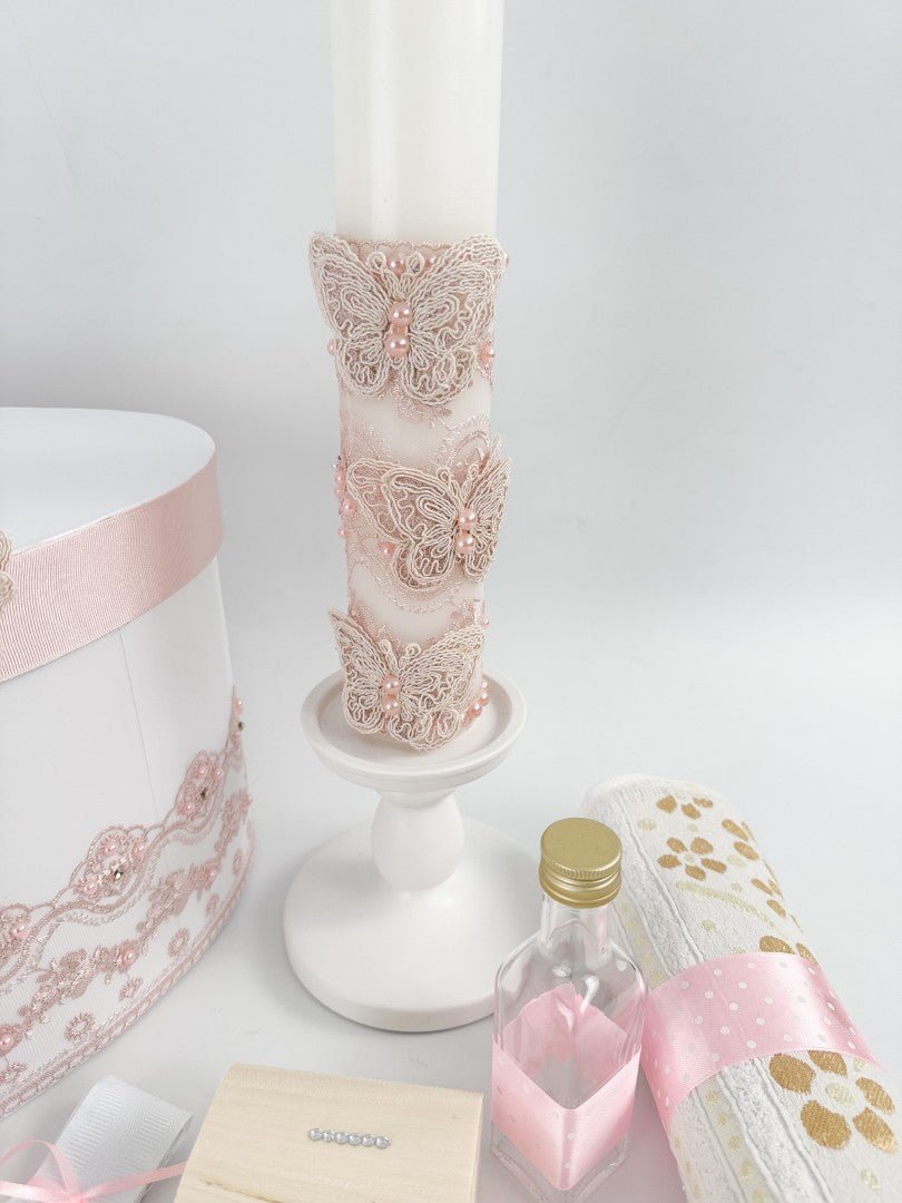 Trusou complet fetita roz cu fluturasi - Botez bebelusi