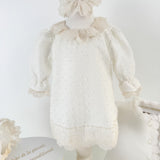 Trusou botez complet cu rochita eleganta si lumanare personalizata manual - Florica