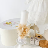Trusou botez complet cu rochita eleganta si lumanare personalizata manual - Elenuta