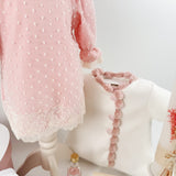 Trusou botez complet cu rochita eleganta si lumanare personalizata manual - Floricica