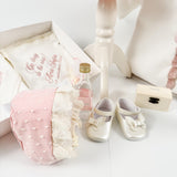 Trusou botez complet cu rochita eleganta si lumanare personalizata manual - Marioara